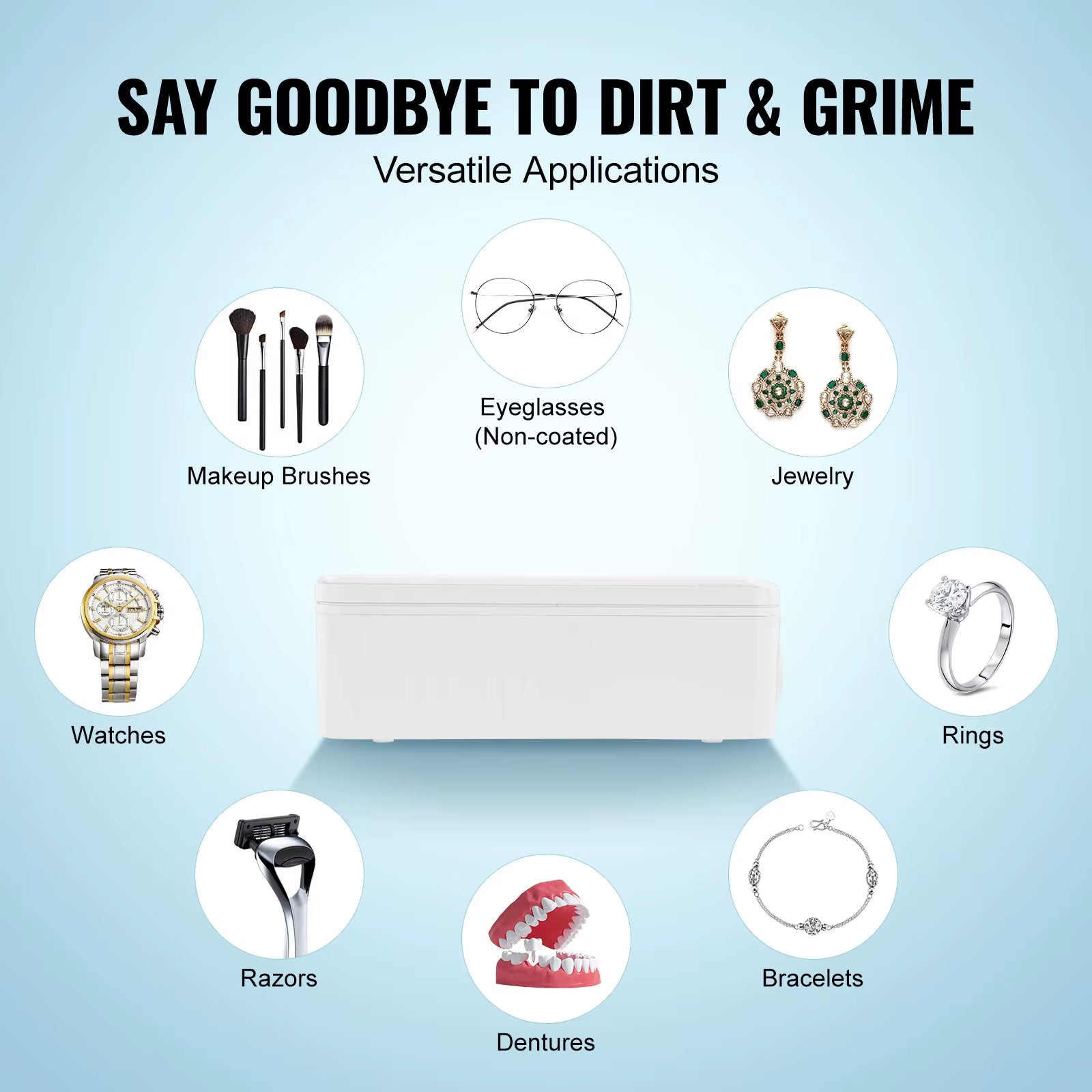 200/450/650Ml Portable Ultrasonic Cleaner Machine W/ Timer Modes Cleaning Basket for Eyeglasses Watches Dentures Rings