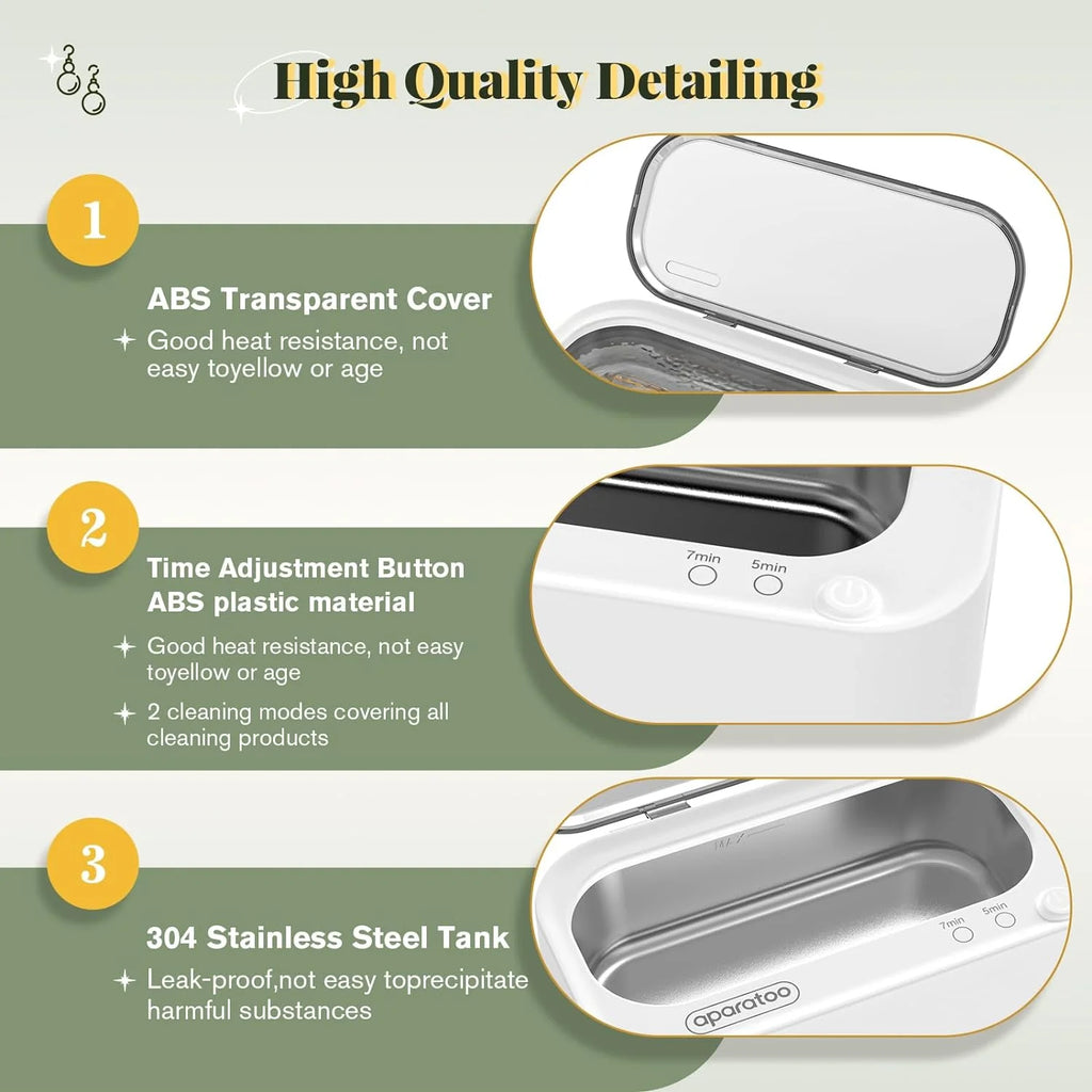 Ultrasonic Jewelry Cleaner, 12Oz 48Khz Professional Ultrasonic Cleaning Machine for Jewelry Eyeglasses Watches Rings