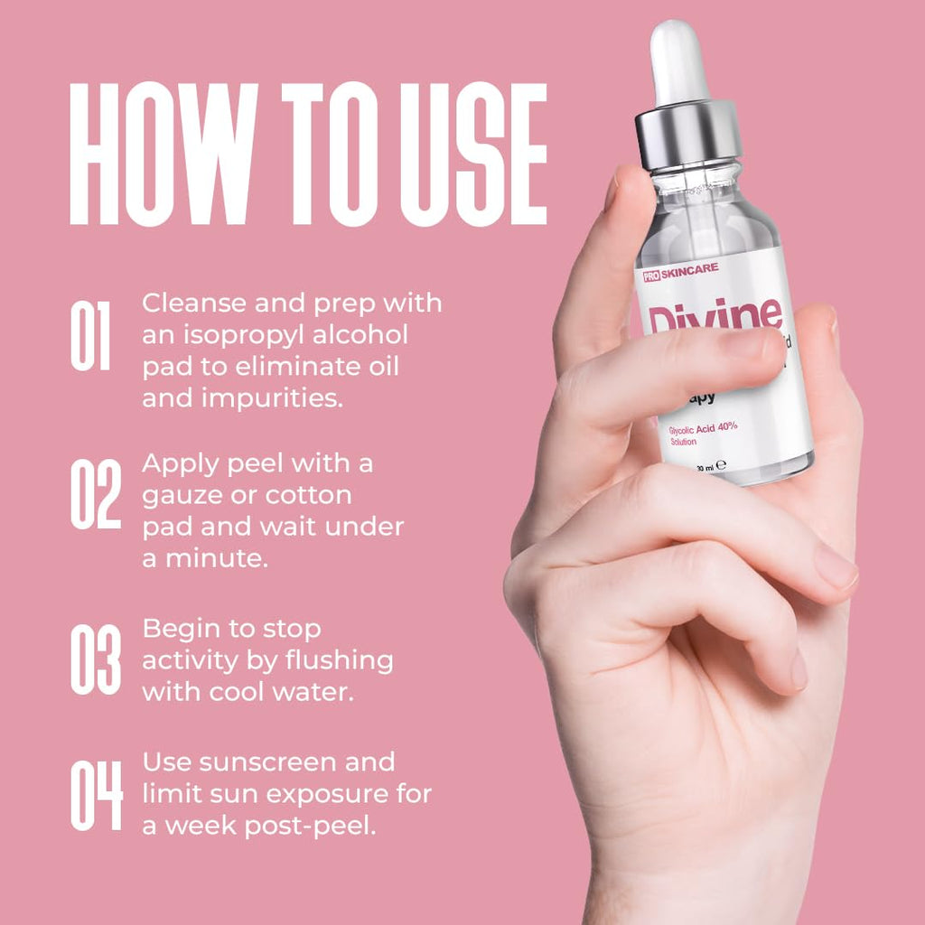 Glycolic Acid Peel 40% Professional Chemical Peel for Face for Acne Scars, Collagen Boost, Wrinkles, Fine Lines - Alpha Hydroxy Acid Liquid Exfoliant for Face Peel Mask for Men & Women