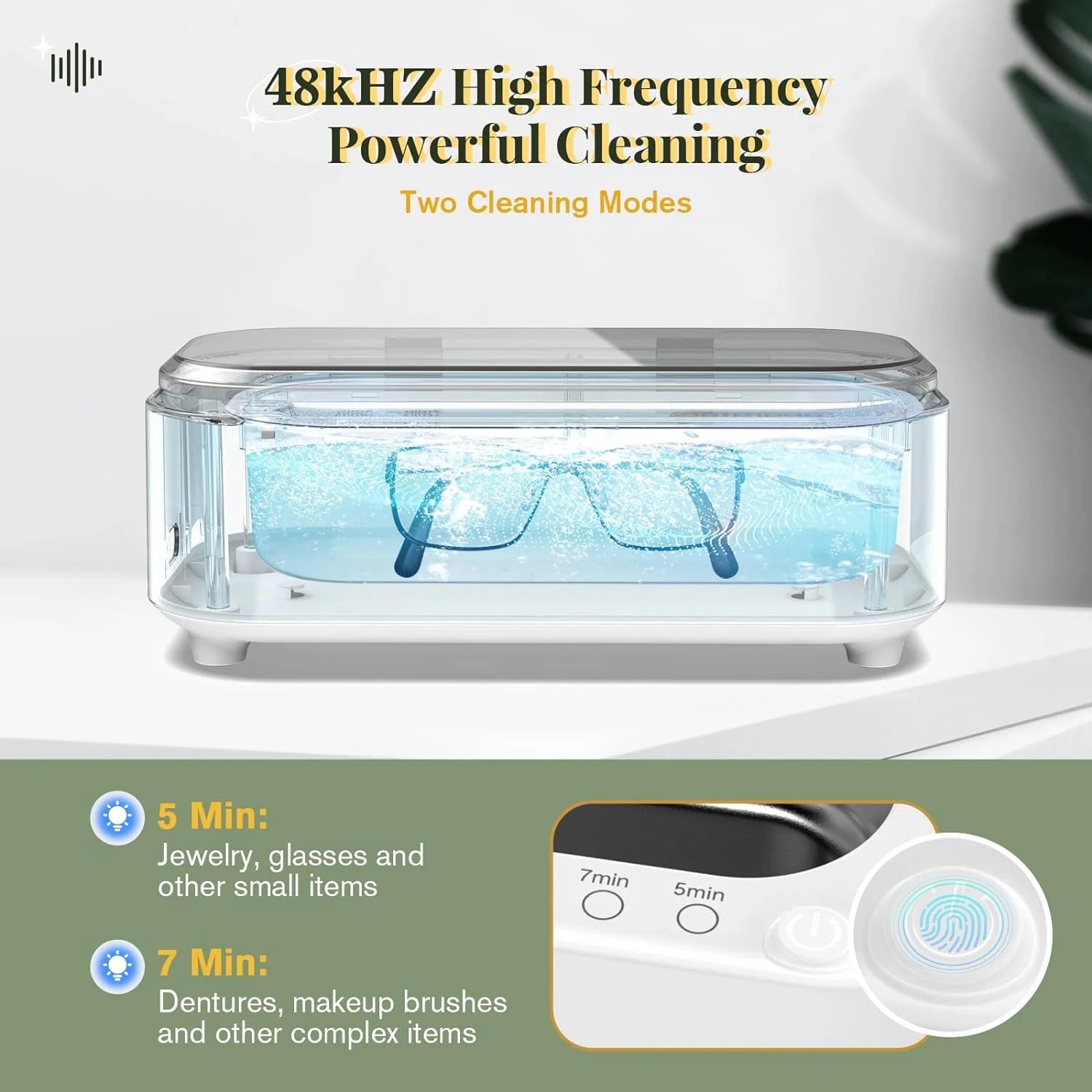 Ultrasonic Jewelry Cleaner, 12Oz 48Khz Professional Ultrasonic Cleaning Machine for Jewelry Eyeglasses Watches Rings