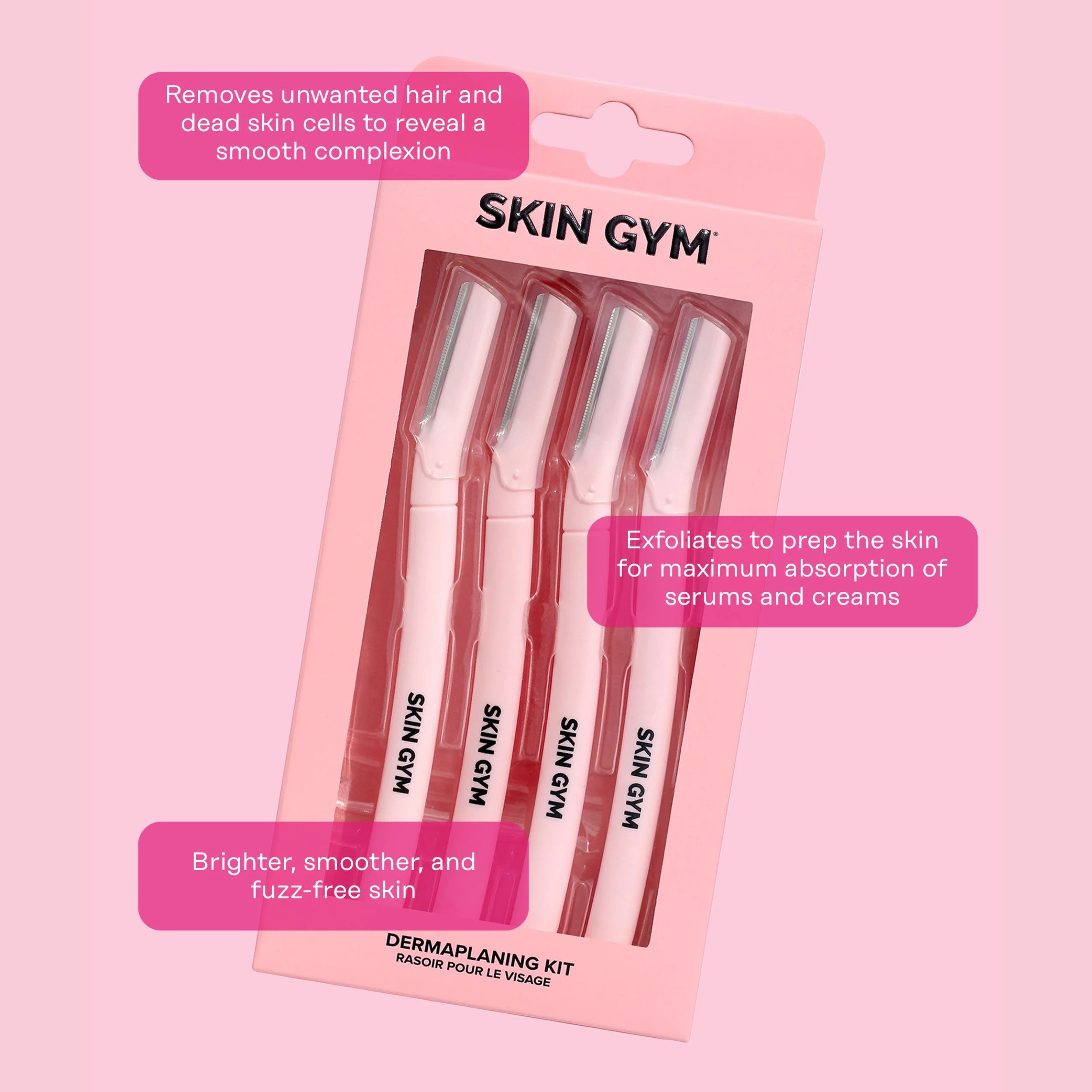 4-Piece Dermaplaning Kit for Facial Exfoliating and Hair Removal, On-The-Go Hair Removal for Smooth, Refreshed Skin